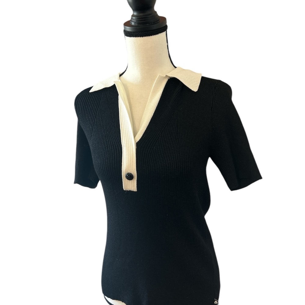 Karl Lagerfeld Black and White Sweater, Small